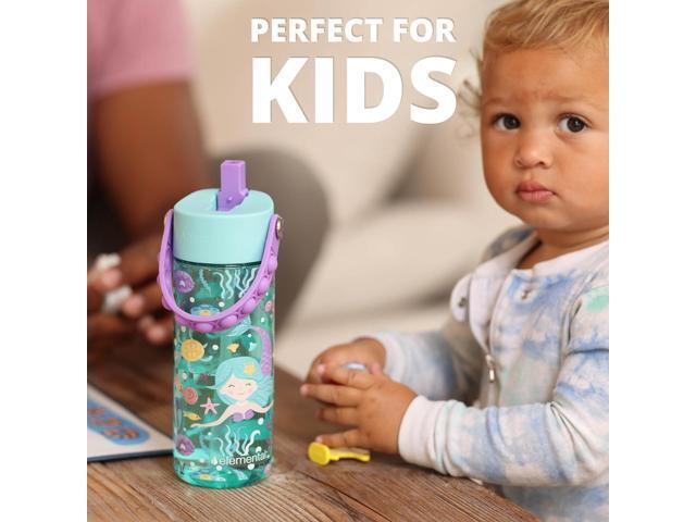 Elemental Leak Proof Water Bottles for Kids - Splash Kids Water Bottle for School with Pop-it Handle - Tritan Plastic Water Bottle with Straw -...