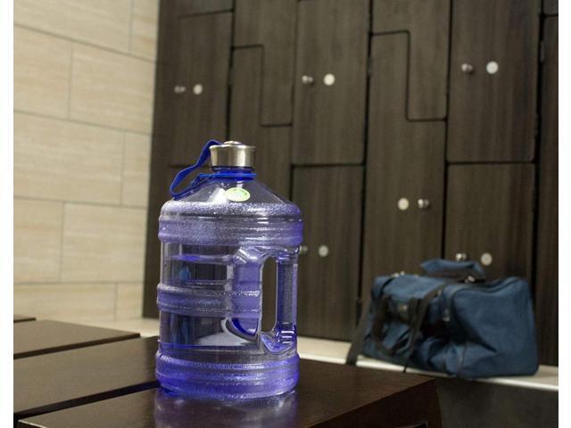 New Wave Enviro Iconic 1 Gallon Round BPA Free Water Bottle with Stainless Steel Cap and Integrated Handle, Ideal for Gym and Outdoor Life, Blue