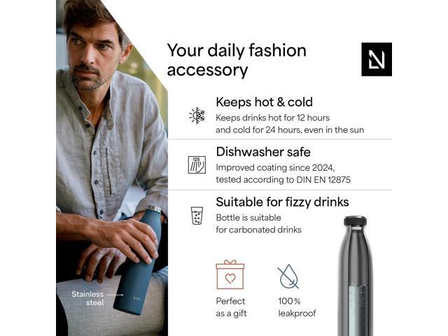 LARS NYSØM Stainless Steel Insulated Water Bottle 12oz 17oz 25oz 34oz 51oz Insulated Thermo Flask for Hot and Cold Beverages Leakproof Drinking...