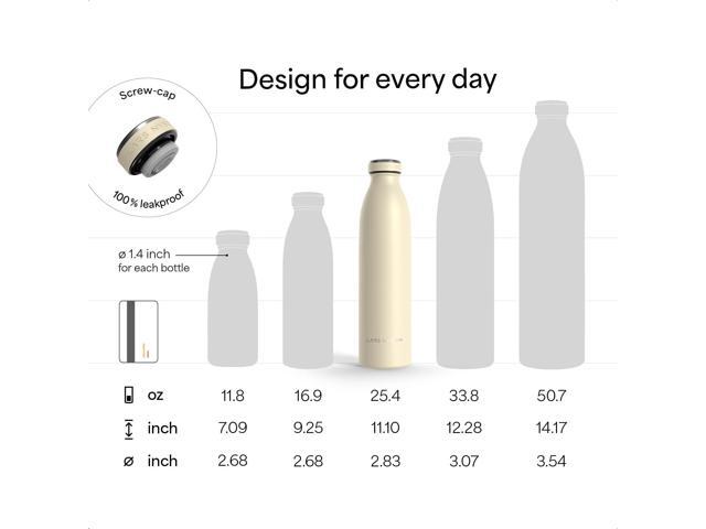 LARS NYSØM Stainless Steel Insulated Water Bottle 12oz 17oz 25oz 34oz 51oz Insulated Thermo Flask for Hot and Cold Beverages Leakproof Drinking...