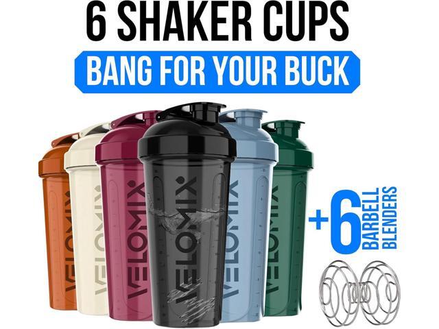 -6 PACK- 28 oz Protein Shaker Bottle for Protein Mixes - 6x Wire Whisk Leak Proof Shaker Cups for Protein Shakes Protein Shaker Bottle Pack ...