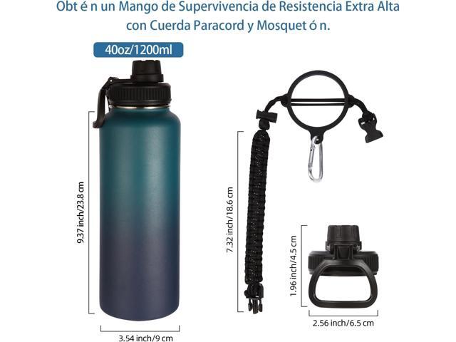 Volhoply Insulated Water Bottles Bulk 2 Pack, 40 oz Stainless Steel Sports Bottle with Paracord Handle & Spout Lid,Double Walled Water Cups with...