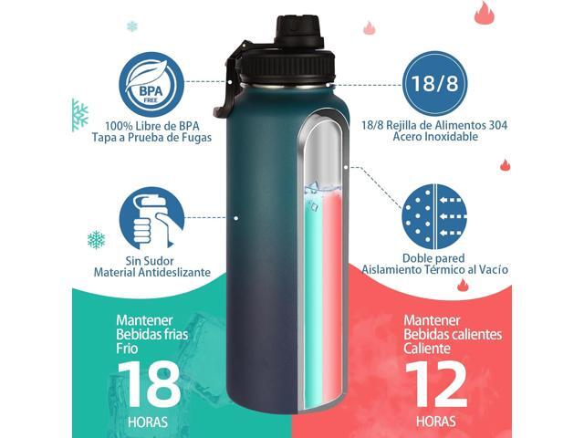 Volhoply Insulated Water Bottles Bulk 2 Pack, 40 oz Stainless Steel Sports Bottle with Paracord Handle & Spout Lid,Double Walled Water Cups with...