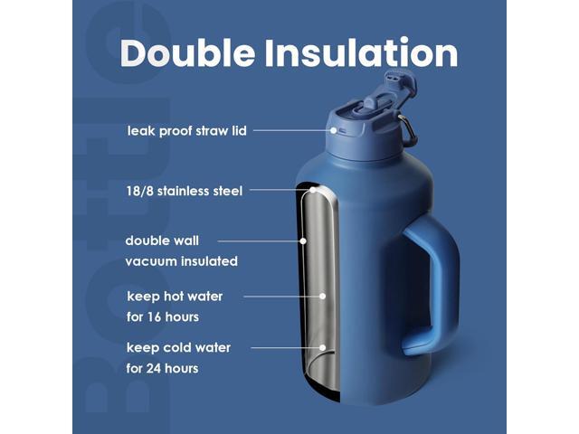 BOTTLE BOTTLE Insulated Water Bottle 64 oz with Straw and Dual-use Lid Stainless Steel Water Bottle for Men with Handle Vacuum Insulated jug for...