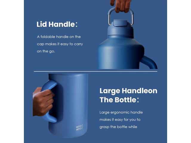BOTTLE BOTTLE Insulated Water Bottle 64 oz with Straw and Dual-use Lid Stainless Steel Water Bottle for Men with Handle Vacuum Insulated jug for...