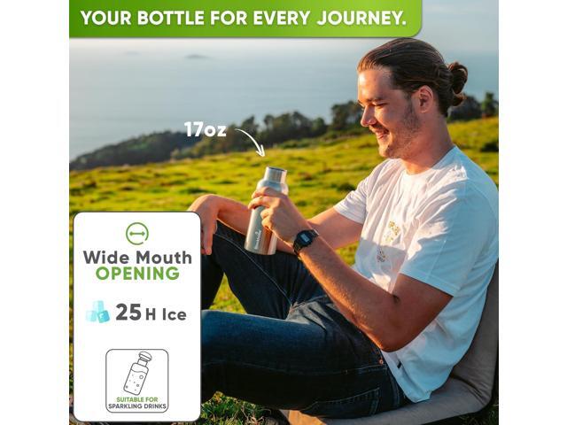 Blockhütte Vacuum Insulated Stainless Steel Water Bottle I 17 oz I Wide Mouth Metal Bottle for hot and cold drinks I BPA-Free I perfect for Travel,...