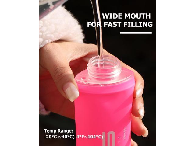 Folding Soft Flask Portable Collapsible Running Lightweight Water Bottle for Outdoor Sports,Travel with Mouthpeice Cover