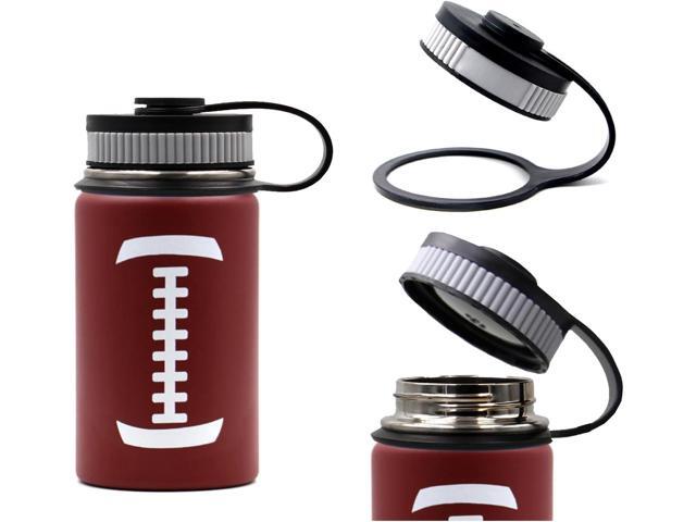 12 oz Football Water Bottle, Metal Sports Flask Travel Tumbler with 2 Lids, Stainless Steel Double Wall Vacuum Insulated Water Bottles, Football...