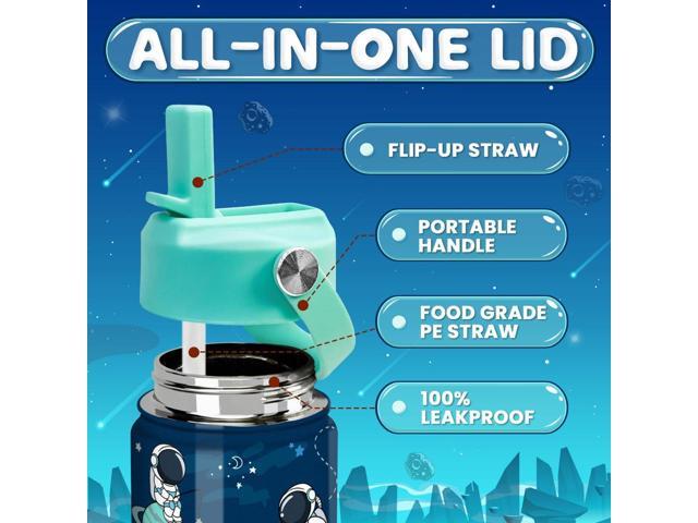 Astronaut Water Bottle - Kids Water Bottle with Straw Lid - 12 Oz Insulated Stainless Steel Water Bottles for Kid Boys - Travel Cup for School Sports