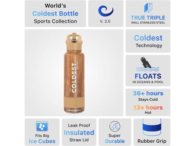 Coldest Insulated Water Bottle with Straw Lid - Stainless Steel Metal Insulated Bottle for Men & Women (Executive Wood, 40 oz)