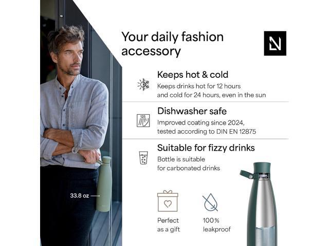LARS NYSØM Stainless Steel Insulated Water Bottle 25 oz 34 oz Insulated Thermo Flask for Hot and Cold Beverages Leakproof Drinking Bottle (Pine...
