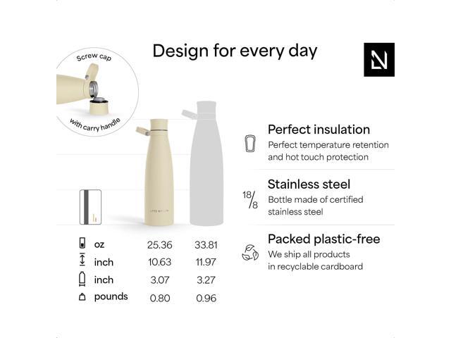 LARS NYSØM Stainless Steel Insulated Water Bottle 25 oz 34 oz Insulated Thermo Flask for Hot and Cold Beverages Leakproof Drinking Bottle (Pine...
