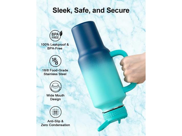 Trebo 40 oz Water Bottle Insulated Fit Car Cup Holder with Handle, Stainless Steel Retro Bottles Tumbler with Straw Lids, Vacuum Double Wall,Keep...