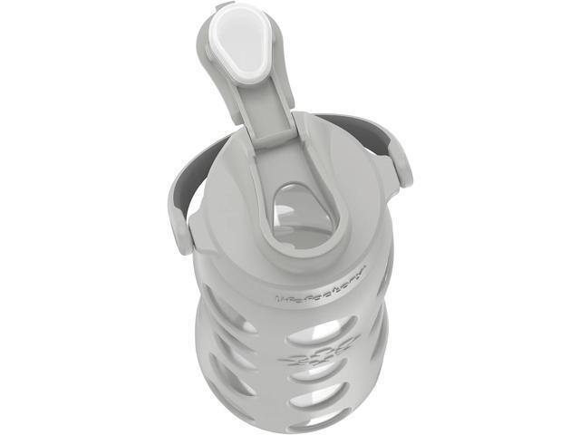 Lifefactory 22-Ounce Active Flip Cap Glass Water Bottle, 22oz, Cool Grey
