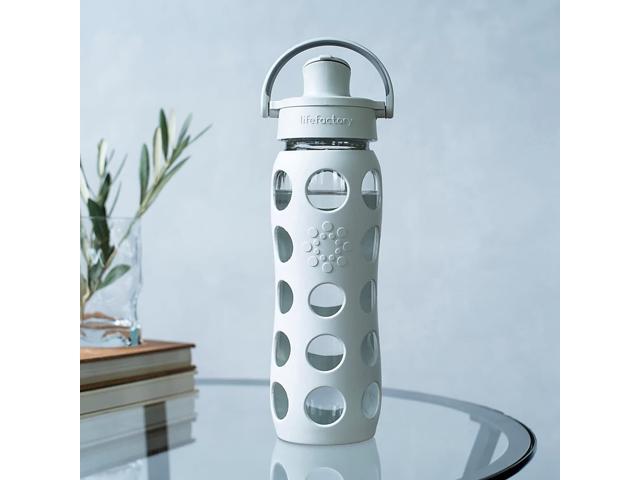 Lifefactory 22-Ounce Active Flip Cap Glass Water Bottle, 22oz, Cool Grey