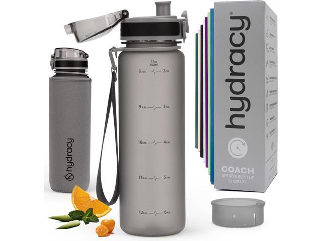 Hydracy Water Bottle with Time Marker -Large BPA Free Water Bottle & No Sweat Sleeve -Leak Proof Gym Bottle with Fruit Infuser Strainer & Times to...