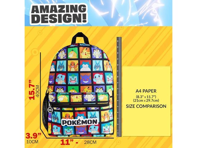 Pokemon Backpack for Kids Teens Pikachu Anime School Bag Daypack Backpacks for Daycare Sports School Supplies Gifts for Kids (Multi)