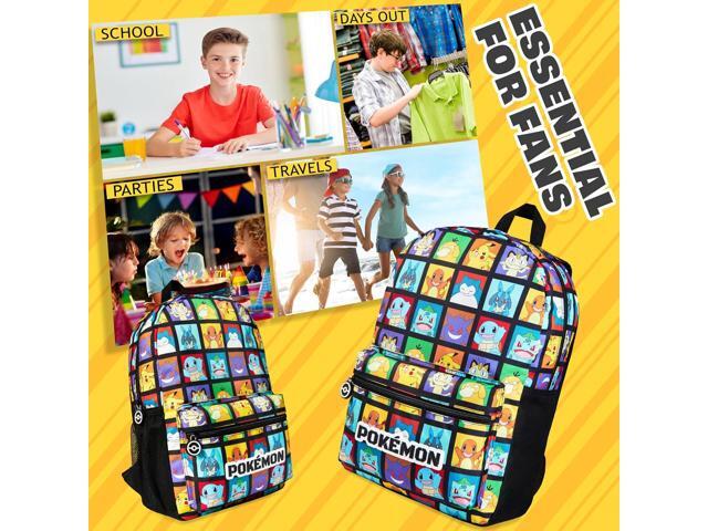 Pokemon Backpack for Kids Teens Pikachu Anime School Bag Daypack Backpacks for Daycare Sports School Supplies Gifts for Kids (Multi)
