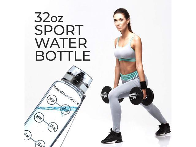 Time Marked Water Bottle, Clear Sports Timed Bottle 32 oz, Best for Measuring Water Intake, Tritan BPA-Free One Liter Hydration Tracker