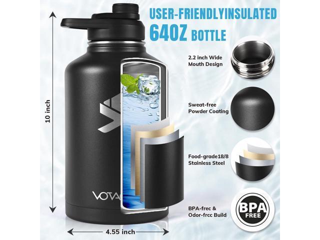 64Oz Tactical Water Bottle - Half Gallon Stainless Steel Insulated Water Bottle, Metal Military Bottle with Rugged, Removable Sleeve Tactical...