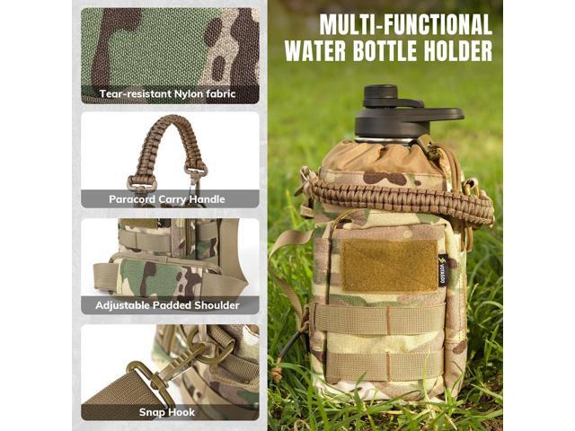 64Oz Tactical Water Bottle - Half Gallon Stainless Steel Insulated Water Bottle, Metal Military Bottle with Rugged, Removable Sleeve Tactical...