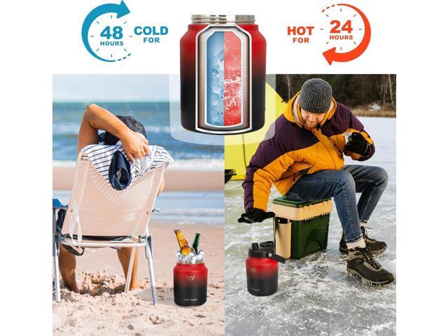 NATURE PIONEOR Insulated Water Bottles with Strap Pouch - 84 oz Stainless Steel Vacuum Bottle with Holder/Carrier/Sleeve - 18/8 Food Grade 84oz...