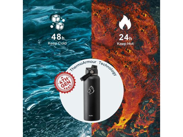 BUZIO 40oz Insulated Water Bottle, Triple Wall Vacuum Stainless Steel Water Flask with 2 lids, Lead-Free BPA-Free Straw Lid Sports Canteen Jug,...