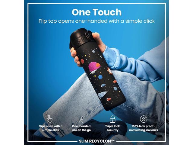 Ion8 Water Bottle, 500 ml/18 oz, Leak Proof, Easy to Open, Secure Lock, Dishwasher Safe, BPA Free, Hygienic Flip Cover, Carry Handle, Easy Clean,...