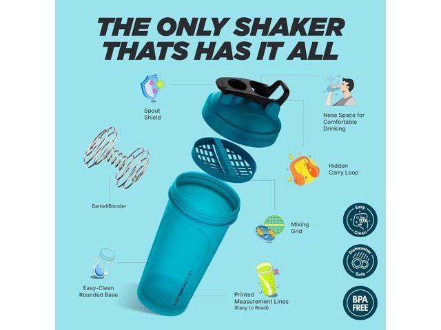 Hydra Cup ProFlow Shaker Bottles 6-Pack (28oz) Protein Shaker Cups with Whisk Ball, Leak-Proof Lid, Hidden Carry Handle BPA-Free Gym Mixer for...