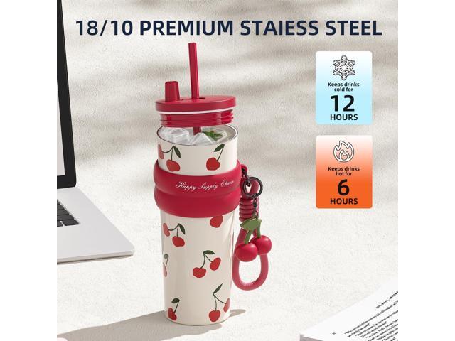 24 OZ Stainless Steel Tumbler with Lid and Straw, Sidagar Insulated Water Bottle Leak Proof for Hot and Cold, Portable Iced Travel Coffee Mug,...