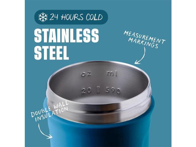 BlenderBottle Strada Shaker Cup Insulated Stainless Steel Water Bottle with Wire Whisk, 24-Ounce, Blue