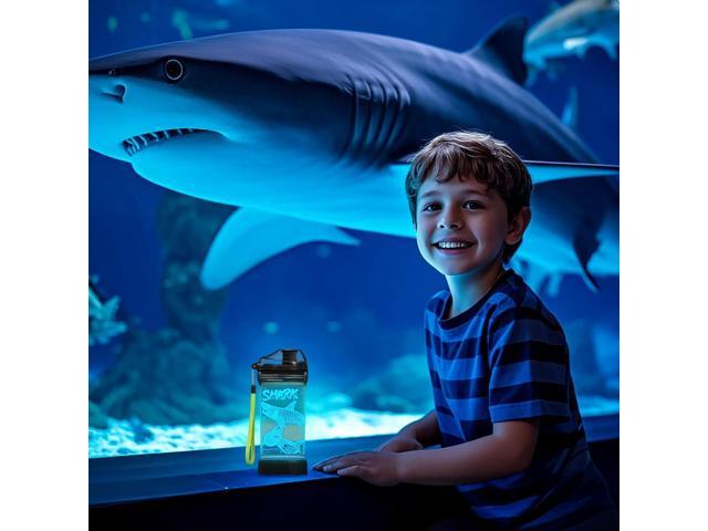 YuanDian Shark Gifts, Light Up Kids Water Bottle with 3D Ocean Animal Shark Design- 14 OZ Tritan BPA Free - Cool Drinking Cups Gift for School Kids...
