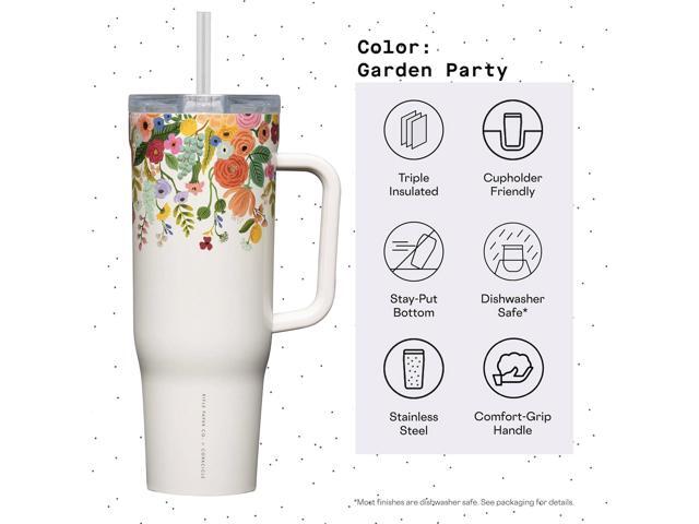 Corkcicle x Rifle Paper Co. Cruiser Insulated Tumbler with Handle & Straw - Keeps Drinks Cold 20 Hours - BPA-Free - Gift for Mom - Great for...