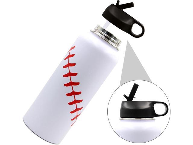 40 oz Baseball Water Bottle, Sports Flask Metal Travel Tumbler with 2 Lids, Stainless Steel Double Wall Vacuum Insulated Leak Proof Water Bottles,...
