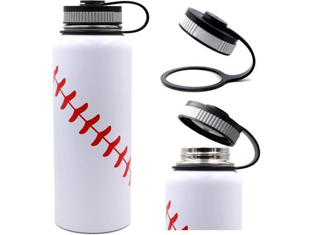 40 oz Baseball Water Bottle, Sports Flask Metal Thermo Travel Tumbler with 2 Lids, Stainless Steel Double Wall Vacuum Insulated Leak Proof Water...