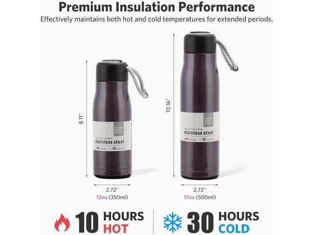 17 oz Stainless Steel Water Bottle Double Wall Vacuum Insulated Kids Wide Mouth Flask with Leakproof Portable Lid