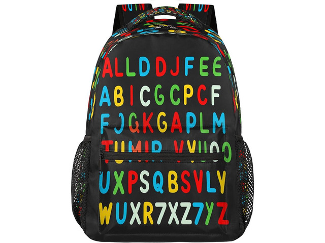 Education Alphabet School Bag Backpack College Bookbag, Rainbow Letter Laptop Backpacks Computer Bag Travel Hiking Camping Daypack for Women Girls...