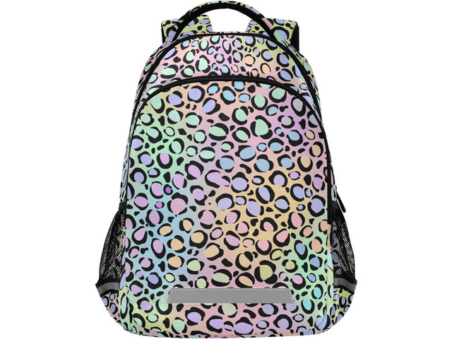MNSRUU School Backpack with Chest Strap, Leopard Print Laptop Backpack, Travel Hiking Backpack for Boys Girls, Rucksack, Knapsack