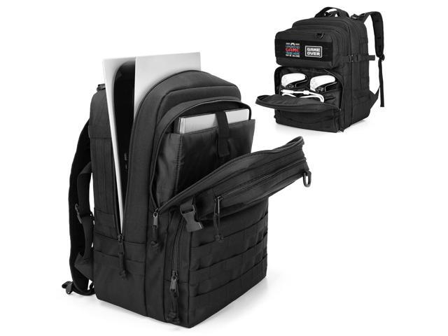 PGmoon Travel Backpack Compatible with PS5/PS5 Slim/PS5 Pro/PS4 Console Tactical Carrying Case Storage Bag for 15.6' Laptop, Portable Monitor,...