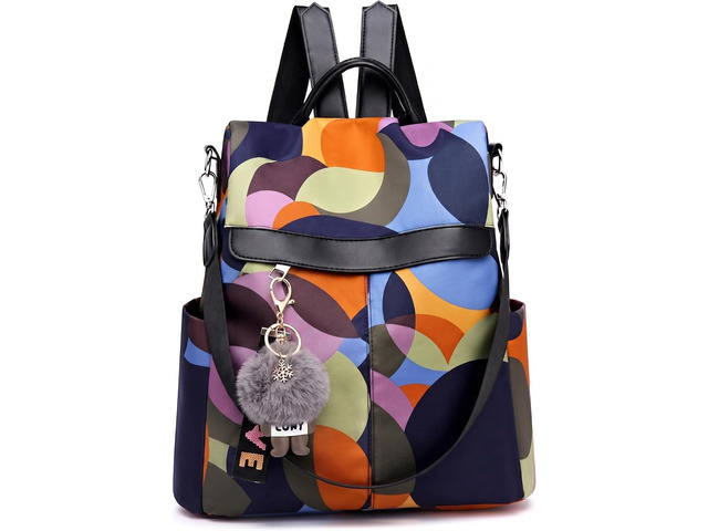 Anti Theft Backpack Purse for Women, Small Water-Resistant Oxford Backpack with Back Zipper Access, Convertible Shoulder Bag for Travel, Work,...