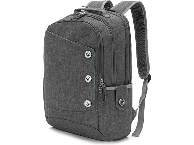 KINGSLONG 15.6 inch Grey Laptop Backpack for Men Women, Stylish Buttons Decor Daypack with USB Charging Port, Water Resistant Computer Bag Notebook...