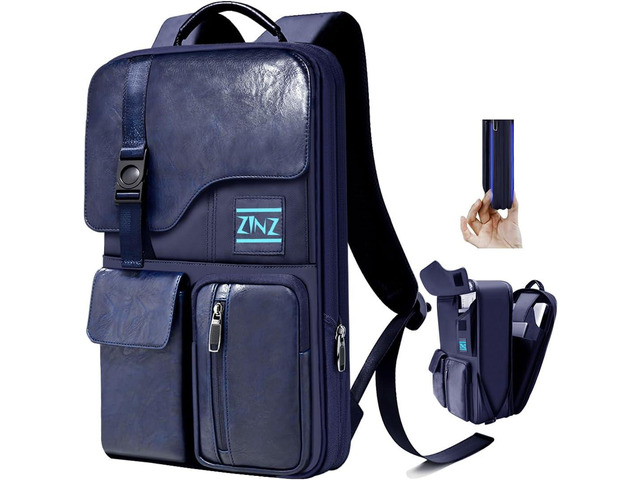 Slim & Expandable Laptop Backpack 15.6 Inch, Computer Rucksack Water Resistant Bag, Anti-Theft Travel Daypack for Men and Women-Blue