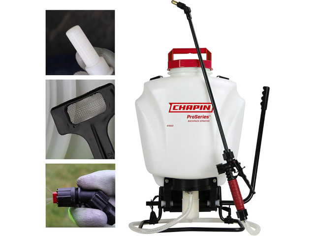 Chapin 4-Gallon ProSeries Backpack Sprayer, 3-Stage Filtration Chemical-resistant poly tank; adjustable brass, poly and fan nozzles for precise...