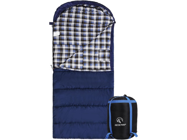 REDCAMP Flannel Sleeping Bag for Adults, Comfortable Cotton Envelope Sleeping Bags for Camping, Backpacking, Hiking, with Detachable...