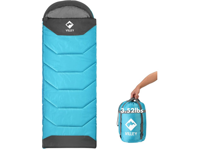 VILLEY Camping Sleeping Bag for Adults Boys and Girls, Lightweight Compact Backpacking Sleeping Bag for Outdoor, Traveling, Hiking