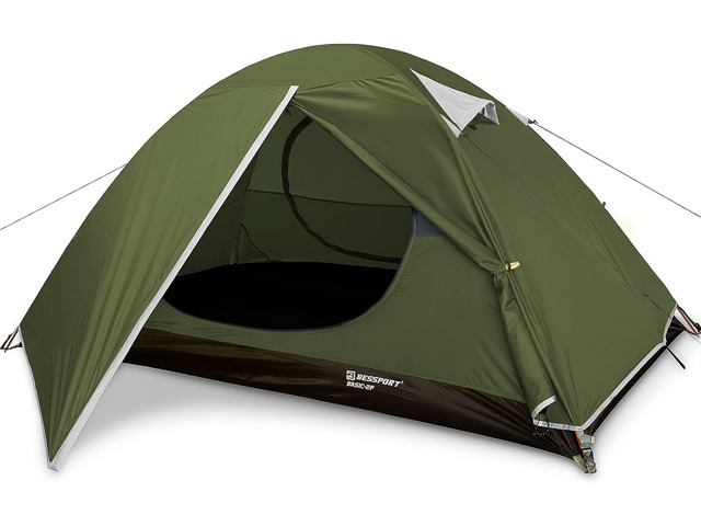 Camping Tent 1/2 Person Tent Waterproof Two Doors Backpacking Tent Easy Setup Lightweight for Outdoor, Hiking Mountaineering Travel