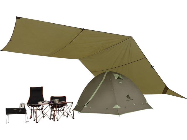 GEERTOP 17 × 10 ft Large Camping Tent Tarp Outdoor Waterproof Flame Retardant Hammock Rain Fly Backpacking Tent Tarp Shelter for Hiking Travel...