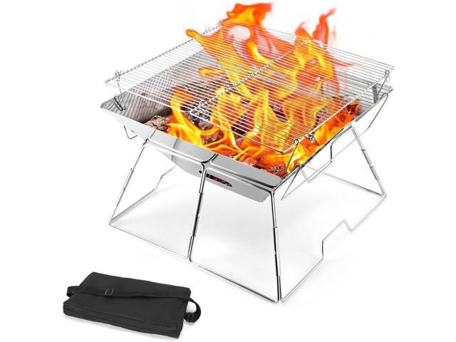 Odoland Portable Folding Charcoal Grills for Outdoor Picnic Backpacking BBQ 304 Stainless Steel Picnics, for Backpacking Barbecue, With Carrying...