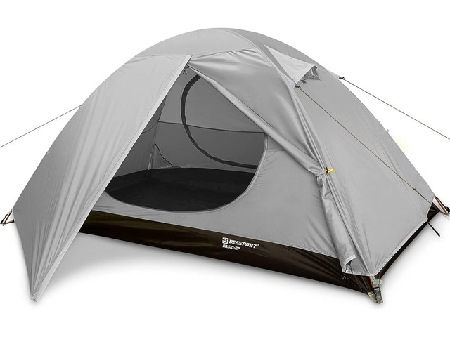 Camping Tent 1/2 Person Tent Waterproof Two Doors Backpacking Tent Easy Setup Lightweight for Outdoor, Hiking Mountaineering Travel