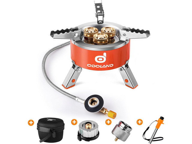 Odoland 5000W Portable Camping Stove Lightweight Camp Stove Collapsible Backpacking Stove with EVA Box for Outdoor Camping Cooking Hiking and Picnic